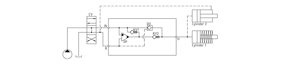 Гидравлическая схема мультипликатора давления miniBOOSTER, модель HC4W