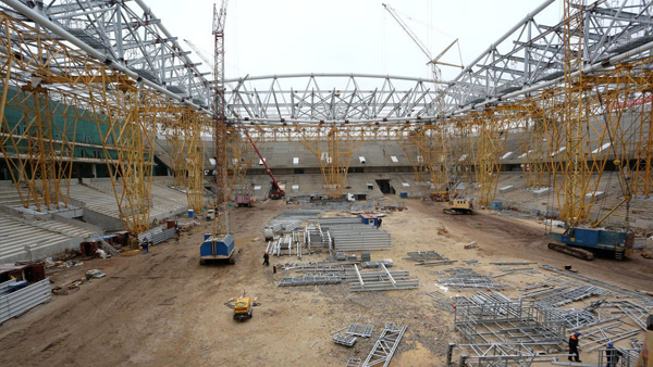 Установка раскружаливания крыш строящихся стадионов