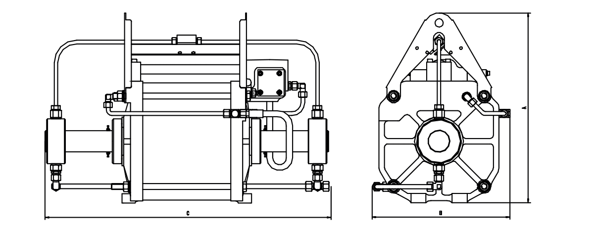 Габаритная схема жидкостного насоса Maximator серии DPD