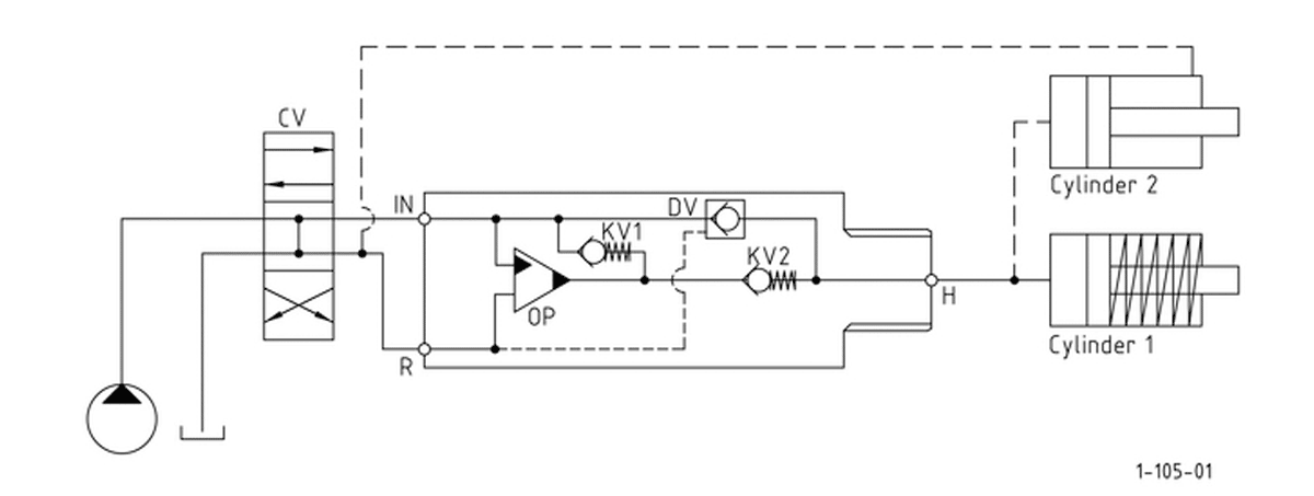 Гидравлическая схема мультипликатора давления miniBOOSTER, модель HC1