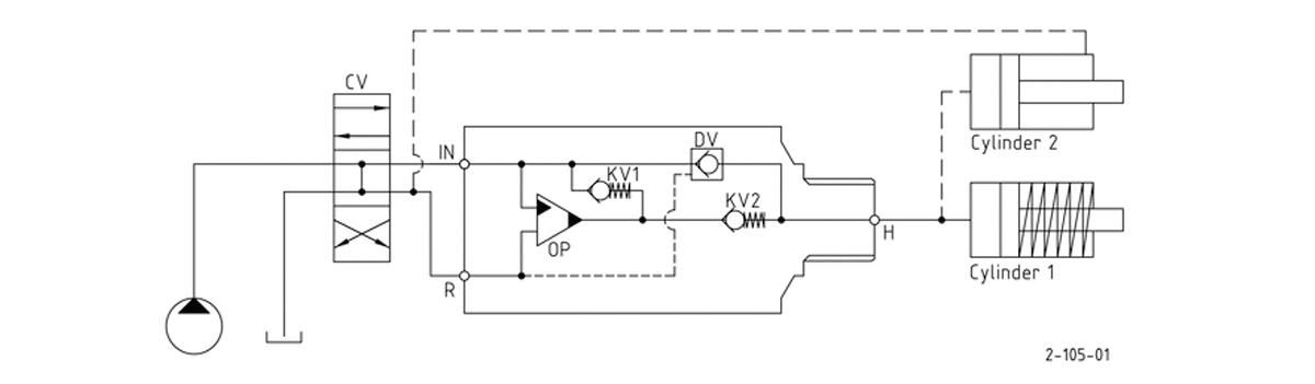 Гидравлическая схема мультипликатора давления miniBOOSTER, модель HC2