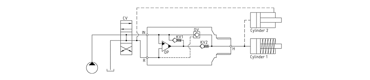 Гидравлическая схема мультипликатора давления miniBOOSTER, модель HC2W