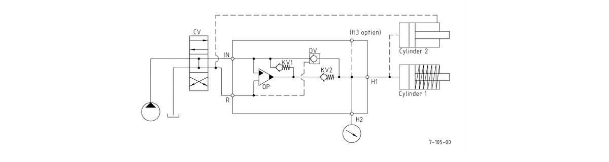 Гидравлическая схема мультипликатора давления miniBOOSTER, модель HC7